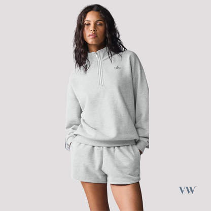 Brand new Alo acolade quarter zip  pullover gray