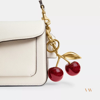 Coach cherry charm gold and red