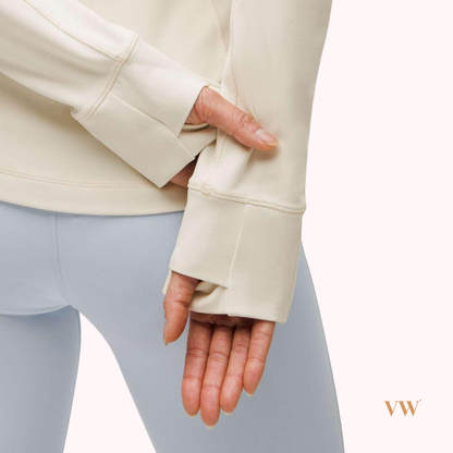 Brand new light ivory & Gold lululemon define jacket nulu