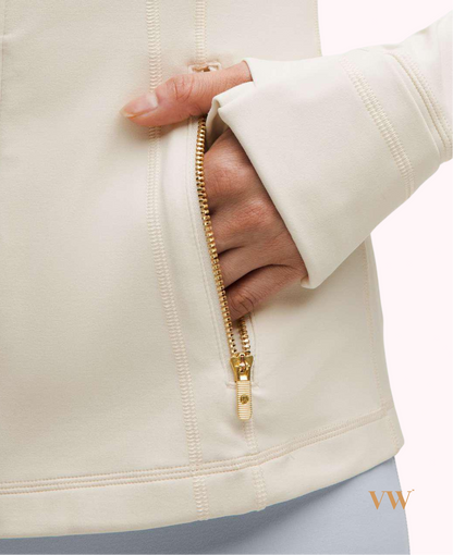 Brand new light ivory & Gold lululemon define jacket nulu