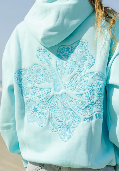 Pink palm puff hibiscus hoodie