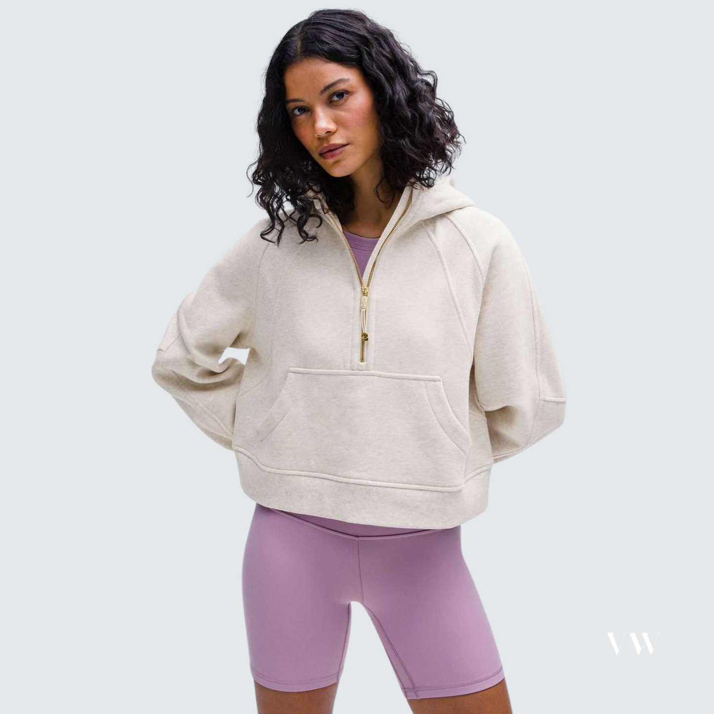 Brand new bone and gold lululemon scuba oversized half zip hoodie