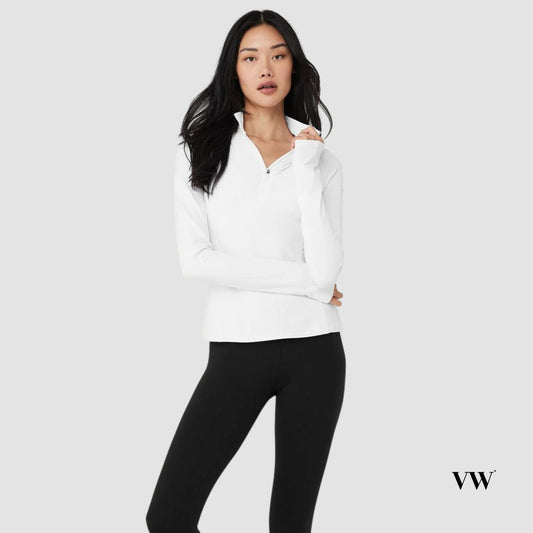 alo alosoft 1/2 Rapid pull over white