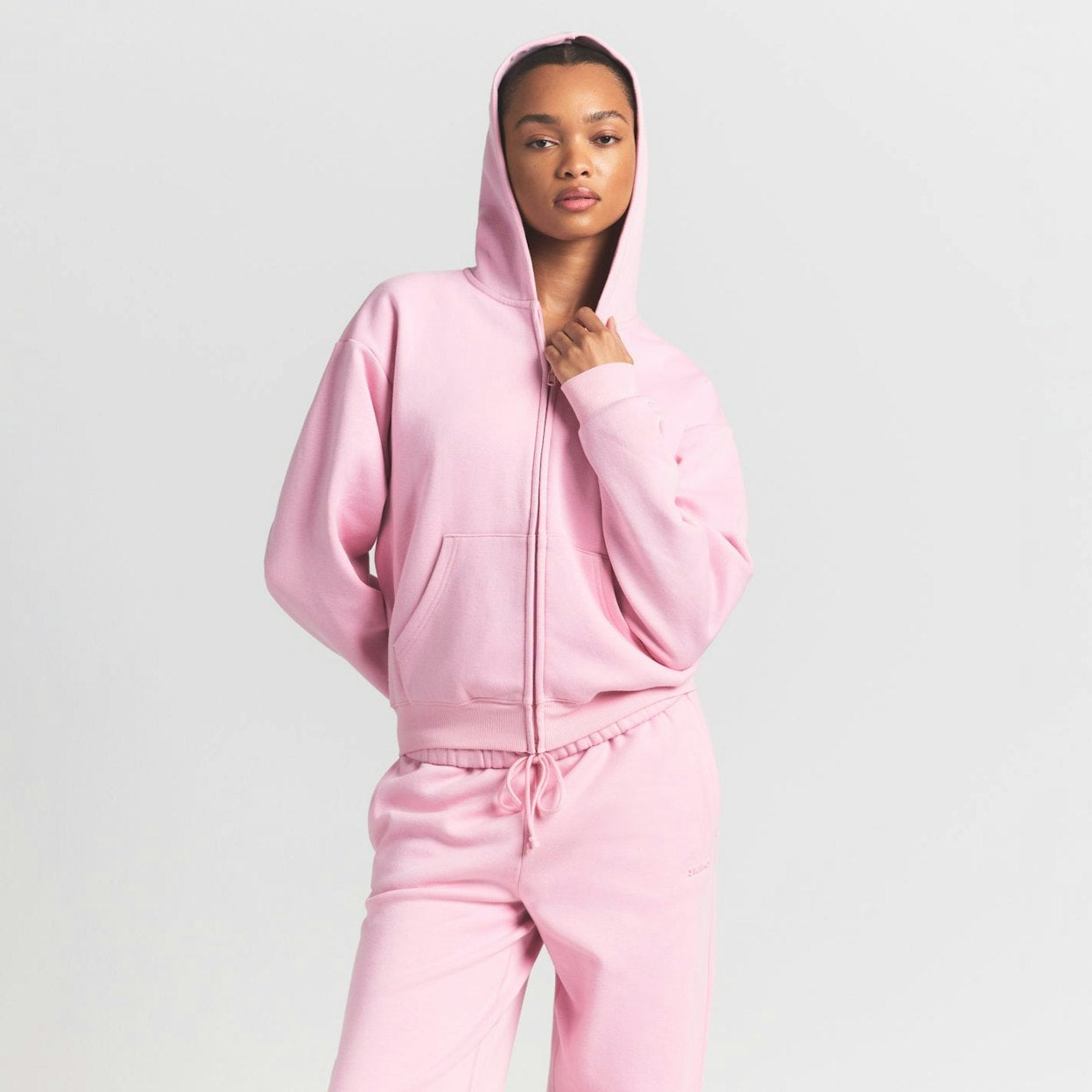 skims zip up hoodie pink