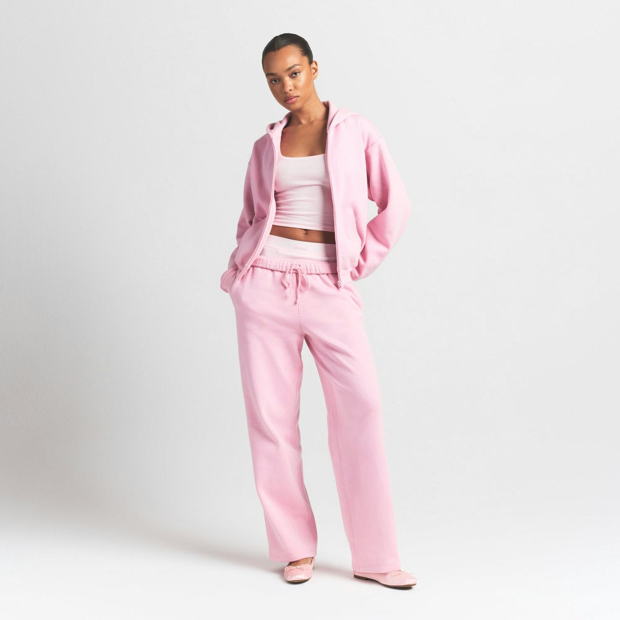 skims zip up hoodie pink