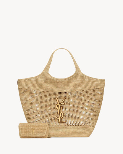 Saint Laurent icare raffia tote