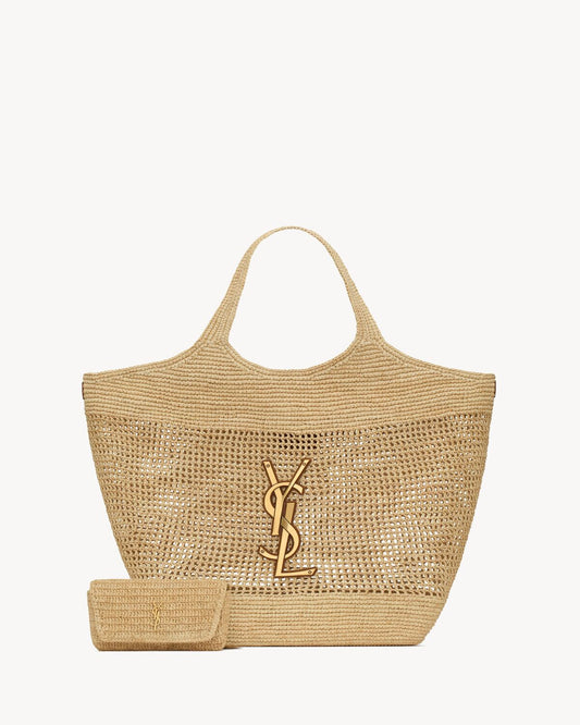 Saint Laurent icare raffia tote