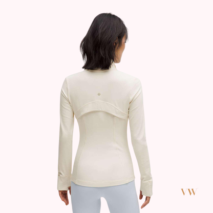 Brand new light ivory & Gold lululemon define jacket nulu