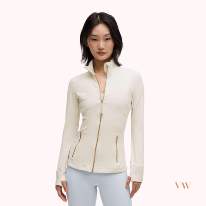 Brand new light ivory & Gold lululemon define jacket nulu