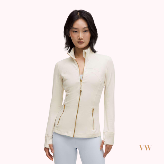 Brand new light ivory & Gold lululemon define jacket nulu